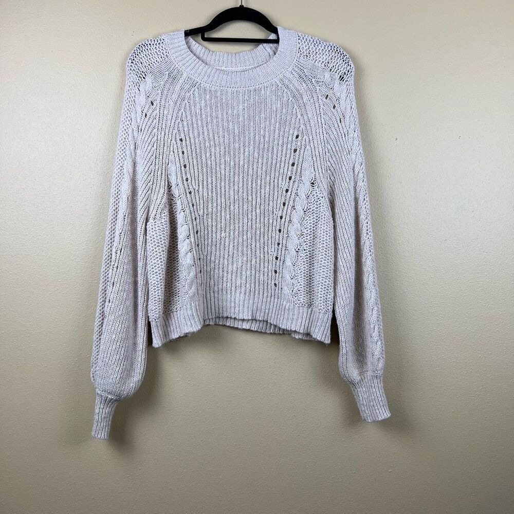American Eagle Sweater Pullover Cable Knit Cream Size M
